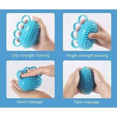 Four Finger Grip Ball, Palm Massage, Bump Stimulation, Hand Grip Exercise, Strength Recovery - Blue